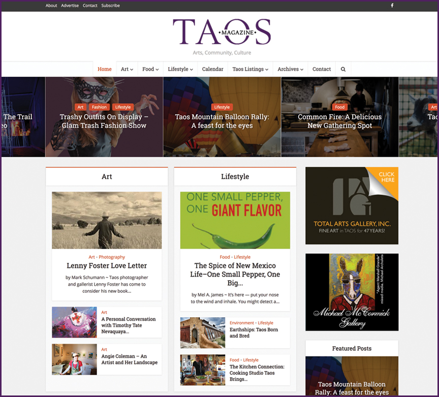 Taos Magazine - website